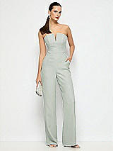 Alt View 1 Thumbnail - Willow Green Strapless Notch Crepe Jumpsuit with Pockets