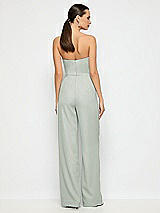 Alt View 2 Thumbnail - Willow Green Strapless Notch Crepe Jumpsuit with Pockets