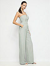 Side View Thumbnail - Willow Green Strapless Notch Crepe Jumpsuit with Pockets
