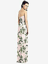 Rear View Thumbnail - Palm Beach Print Slim Spaghetti Strap Chiffon Dress with Front Slit