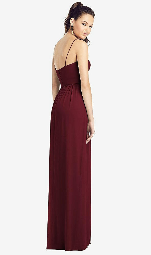 Back View - Cabernet Slim Spaghetti Strap Chiffon Dress with Front Slit