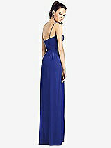 Rear View Thumbnail - Cobalt Blue Slim Spaghetti Strap Chiffon Dress with Front Slit