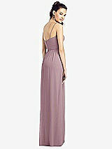 Rear View Thumbnail - Dusty Rose Slim Spaghetti Strap Chiffon Dress with Front Slit