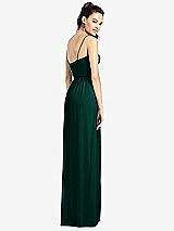 Rear View Thumbnail - Evergreen Slim Spaghetti Strap Chiffon Dress with Front Slit