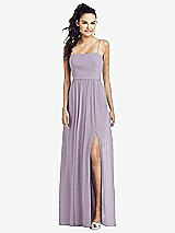 Front View Thumbnail - Lilac Haze Slim Spaghetti Strap Chiffon Dress with Front Slit
