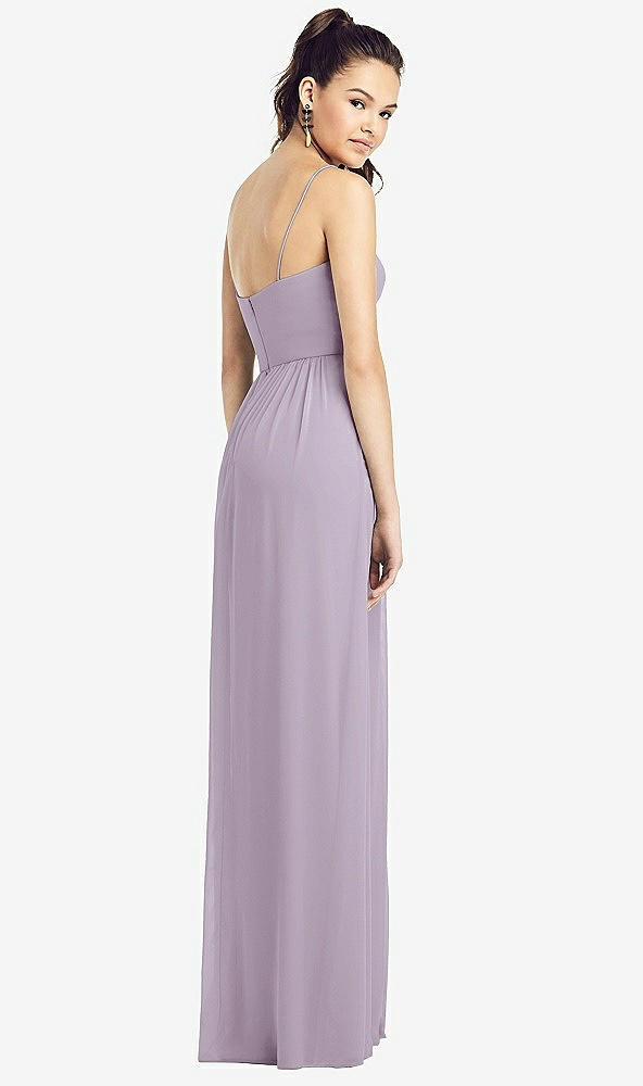 Back View - Lilac Haze Slim Spaghetti Strap Chiffon Dress with Front Slit