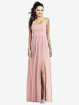 Front View Thumbnail - Rose Slim Spaghetti Strap Chiffon Dress with Front Slit