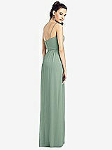 Rear View Thumbnail - Seagrass Slim Spaghetti Strap Chiffon Dress with Front Slit