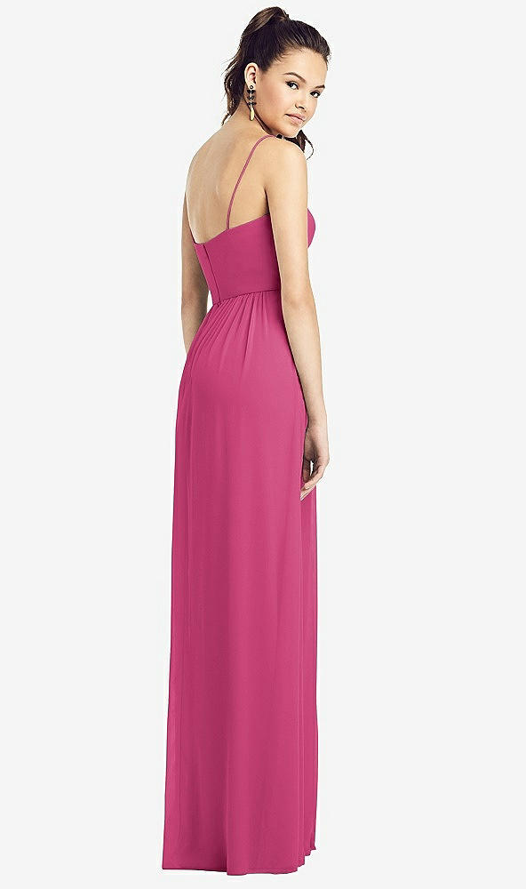 Back View - Tea Rose Slim Spaghetti Strap Chiffon Dress with Front Slit
