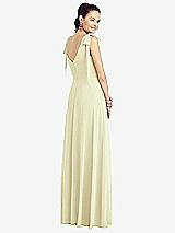 Rear View Thumbnail - Butter Yellow Bow-Shoulder V-Back Chiffon Gown with Front Slit