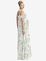 Rear View Thumbnail - Bleu Garden Draped Cold-Shoulder Chiffon Maternity Dress