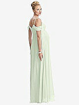 Rear View Thumbnail - Mint Green Draped Cold-Shoulder Chiffon Maternity Dress