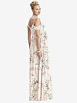 Rear View Thumbnail - Blush Garden Draped Cold-Shoulder Chiffon Maternity Dress