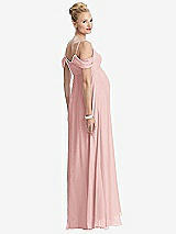 Rear View Thumbnail - Rose Draped Cold-Shoulder Chiffon Maternity Dress