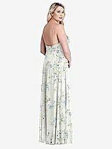 Alt View 2 Thumbnail - Bleu Garden Square Neck Chiffon Maxi Dress with Front Slit - Elliott