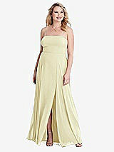 Alt View 1 Thumbnail - Butter Yellow Square Neck Chiffon Maxi Dress with Front Slit - Elliott