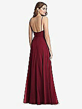 Rear View Thumbnail - Burgundy Square Neck Chiffon Maxi Dress with Front Slit - Elliott