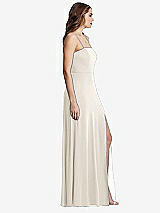 Side View Thumbnail - Ivory Square Neck Chiffon Maxi Dress with Front Slit - Elliott