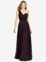 Front View Thumbnail - Deep Plum One-Shoulder Draped Chiffon Maxi Dress - Dani
