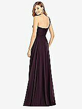 Rear View Thumbnail - Deep Plum One-Shoulder Draped Chiffon Maxi Dress - Dani
