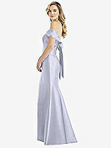 Front View Thumbnail - Silver Dove Off-the-Shoulder Bow-Back Satin Trumpet Gown
