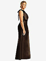 Alt View 5 Thumbnail - Espresso Bow One-Shoulder Satin Trumpet Gown