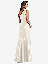Alt View 2 Thumbnail - Ivory Bow One-Shoulder Satin Trumpet Gown