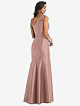 Alt View 2 Thumbnail - Neu Nude Bow One-Shoulder Satin Trumpet Gown