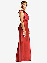 Alt View 5 Thumbnail - Poppy Red Bow One-Shoulder Satin Trumpet Gown