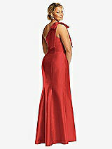Alt View 6 Thumbnail - Poppy Red Bow One-Shoulder Satin Trumpet Gown