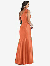 Alt View 2 Thumbnail - Portofino Orange Bow One-Shoulder Satin Trumpet Gown