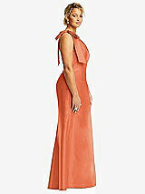 Alt View 5 Thumbnail - Portofino Orange Bow One-Shoulder Satin Trumpet Gown