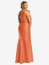 Alt View 6 Thumbnail - Portofino Orange Bow One-Shoulder Satin Trumpet Gown