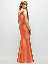 Side View Thumbnail - Portofino Orange Bow One-Shoulder Satin Trumpet Gown