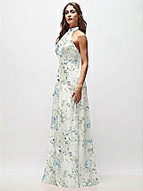Side View Thumbnail - Bleu Garden High Neck Halter Backless Maxi Dress