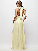 Rear View Thumbnail - Butter Yellow High Neck Halter Backless Maxi Dress