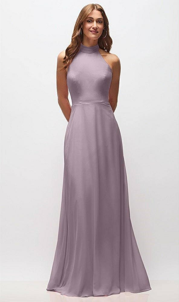 Front View - Lilac Dusk High Neck Halter Backless Maxi Dress