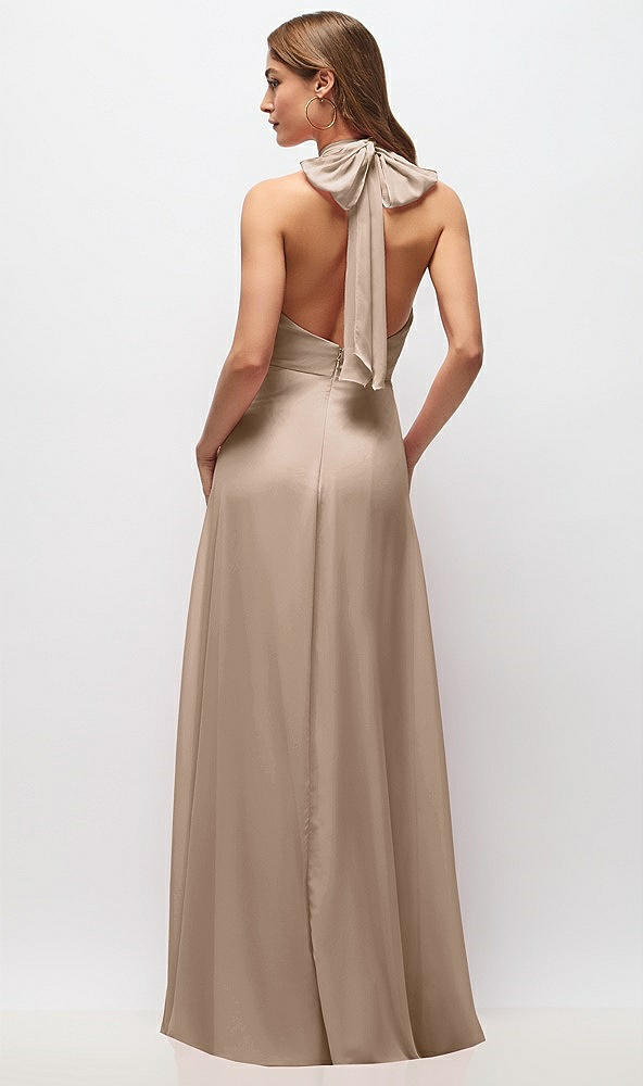 Back View - Topaz High Neck Halter Backless Maxi Dress