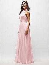 Side View Thumbnail - Ballet Pink High Neck Halter Backless Maxi Dress