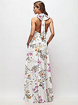 Rear View Thumbnail - Butterfly Botanica Ivory High Neck Halter Backless Maxi Dress