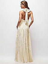 Rear View Thumbnail - Butter Yellow Floral High Neck Halter Backless Maxi Dress