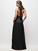 Rear View Thumbnail - Black High Neck Halter Backless Maxi Dress
