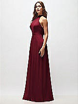 Side View Thumbnail - Burgundy High Neck Halter Backless Maxi Dress