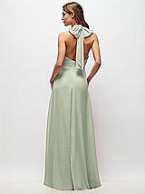 Rear View Thumbnail - Celadon High Neck Halter Backless Maxi Dress