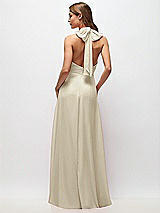Rear View Thumbnail - Champagne High Neck Halter Backless Maxi Dress