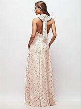 Rear View Thumbnail - Coquette Floral Print High Neck Halter Backless Maxi Dress