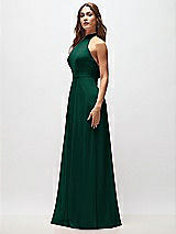 Side View Thumbnail - Hunter Green High Neck Halter Backless Maxi Dress