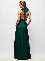 Rear View Thumbnail - Hunter Green High Neck Halter Backless Maxi Dress
