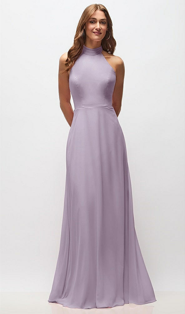 Front View - Lilac Haze High Neck Halter Backless Maxi Dress