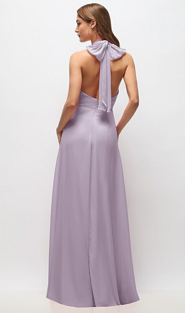 Back View - Lilac Haze High Neck Halter Backless Maxi Dress